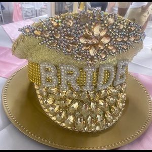 Captain style bride hat.